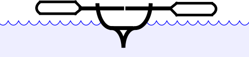 Diagram of ship with oars set, raised from water