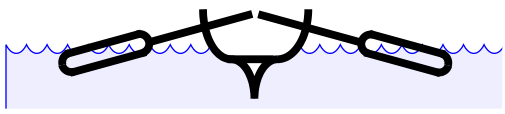 Diagram of ship with oars rowing